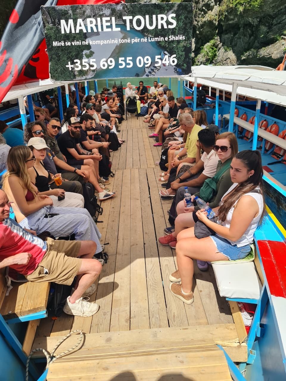 Mariel Tours boat and Albanian flag